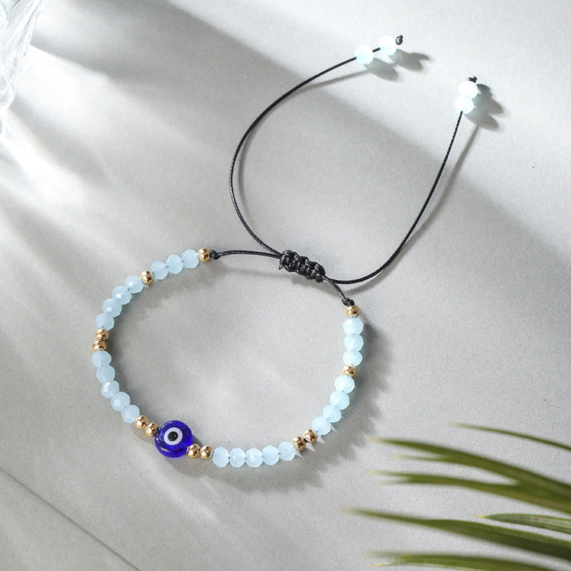 Venta al por mayor Pulsera de aleación de cuentas de cristal de ojo de diablo